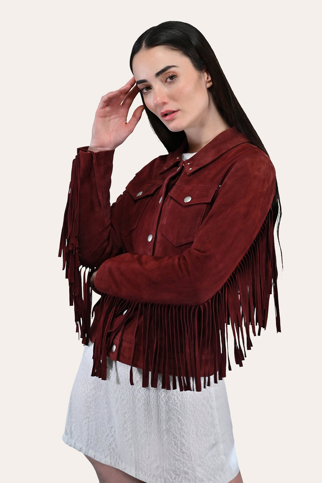 Women’s Oxblood Nash Trucker Suede Jacket | Frye Everyday