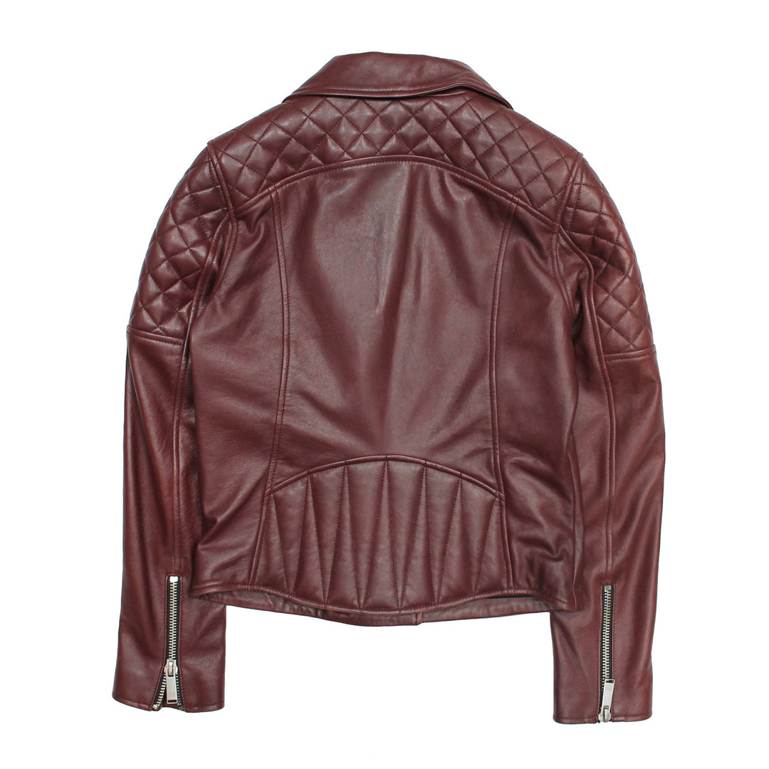 Women’s Oxblood Oklahoma Nappa Leather Biker Jacket | Frye Trusted