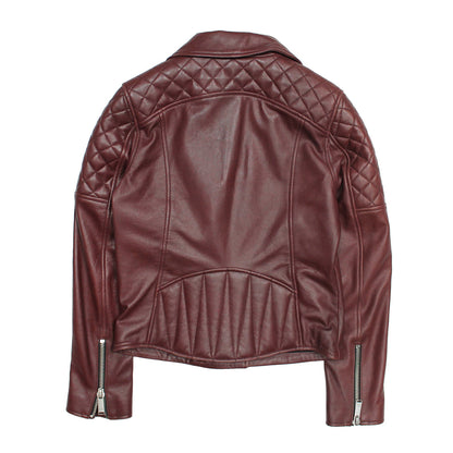 Women’s Oxblood Oklahoma Nappa Leather Biker Jacket | Frye Trusted
