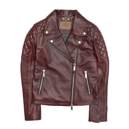 Women’s Oxblood Oklahoma Nappa Leather Biker Jacket | Frye Trusted