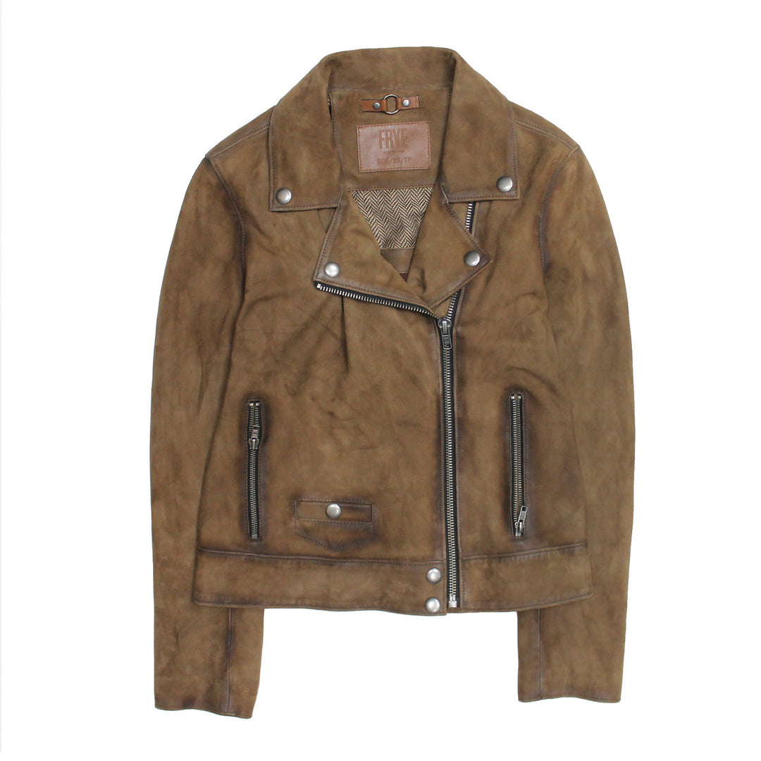 Women’s Dark Taupe Oakley Vintage Suede Biker Jacket | Frye Hot Sale