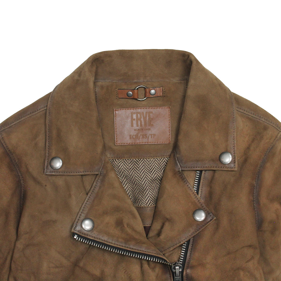 Women’s Dark Taupe Oakley Vintage Suede Biker Jacket | Frye Hot Sale