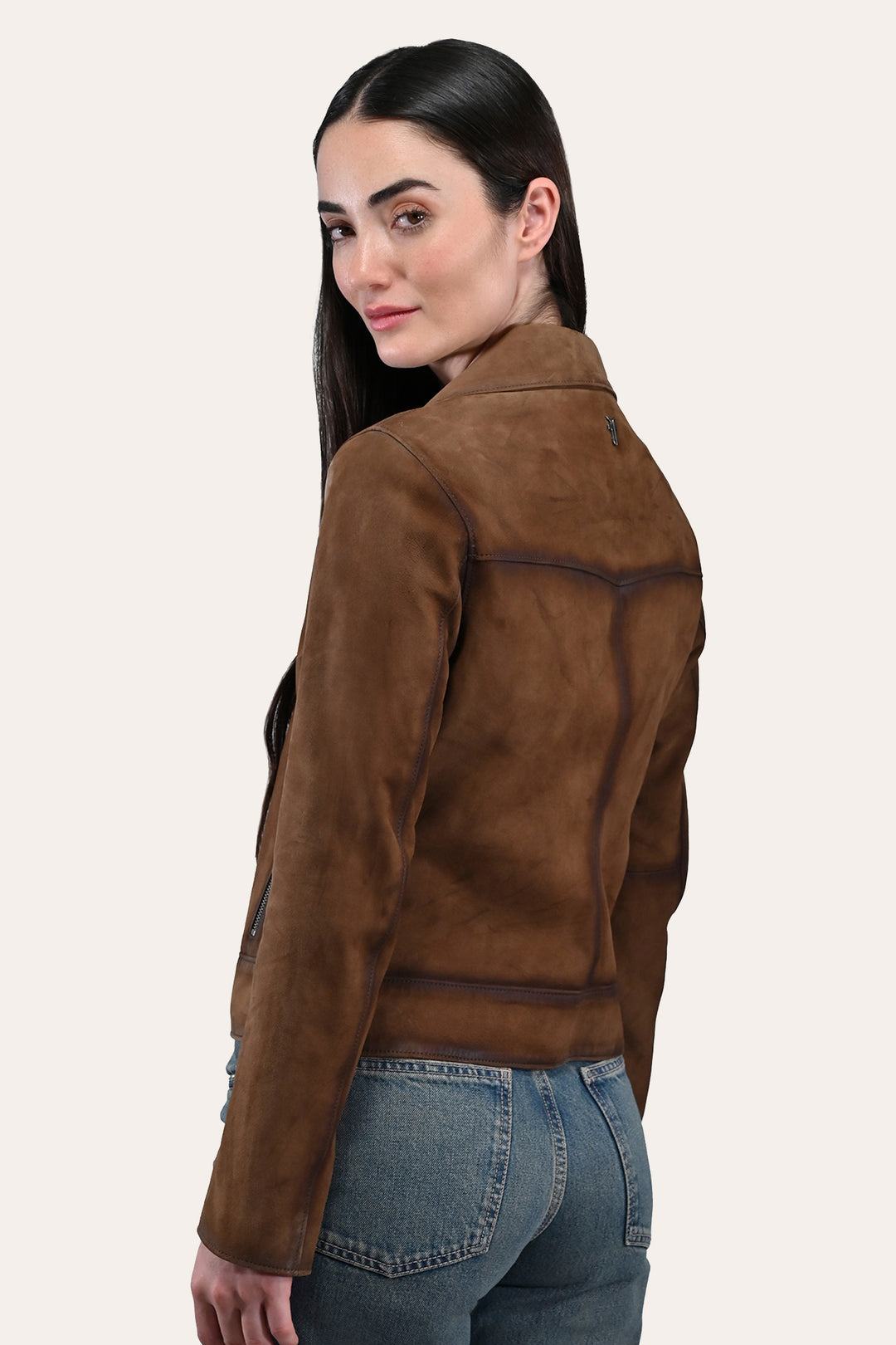 Women’s Dark Taupe Oakley Vintage Suede Biker Jacket | Frye Hot Sale