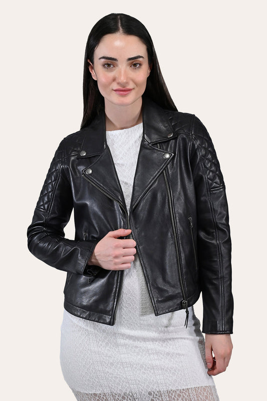 Women’s Black Oklahoma Biker Leather Jacket | Frye Trending