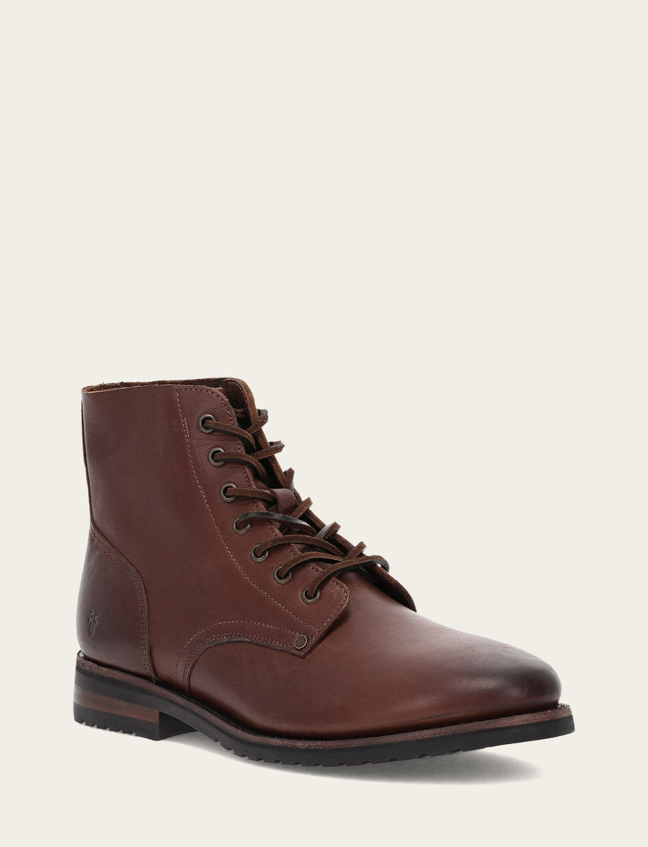 Men's Cognac Barrett Lace Up Boots | Frye Premium
