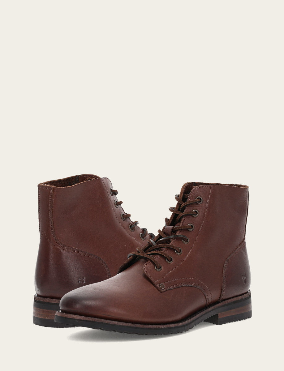 Men's Cognac Barrett Lace Up Boots | Frye Premium