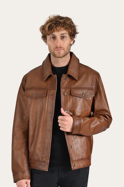 Brown Baxter Trucker Jacket | Frye Premium