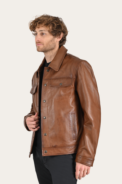 Brown Baxter Trucker Jacket | Frye Premium