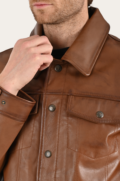 Brown Baxter Trucker Jacket | Frye Premium