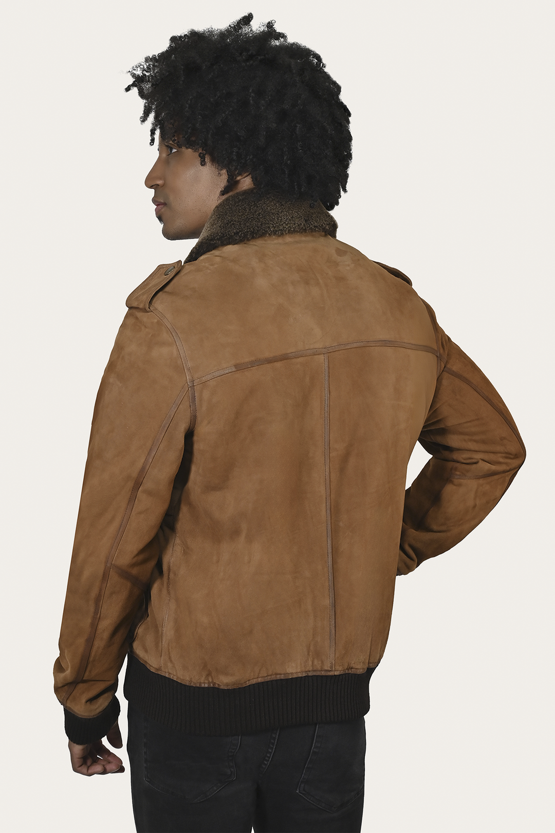 Men’s Middle Brown Jethro Shearling Flight Suede Jacket | Frye Latest