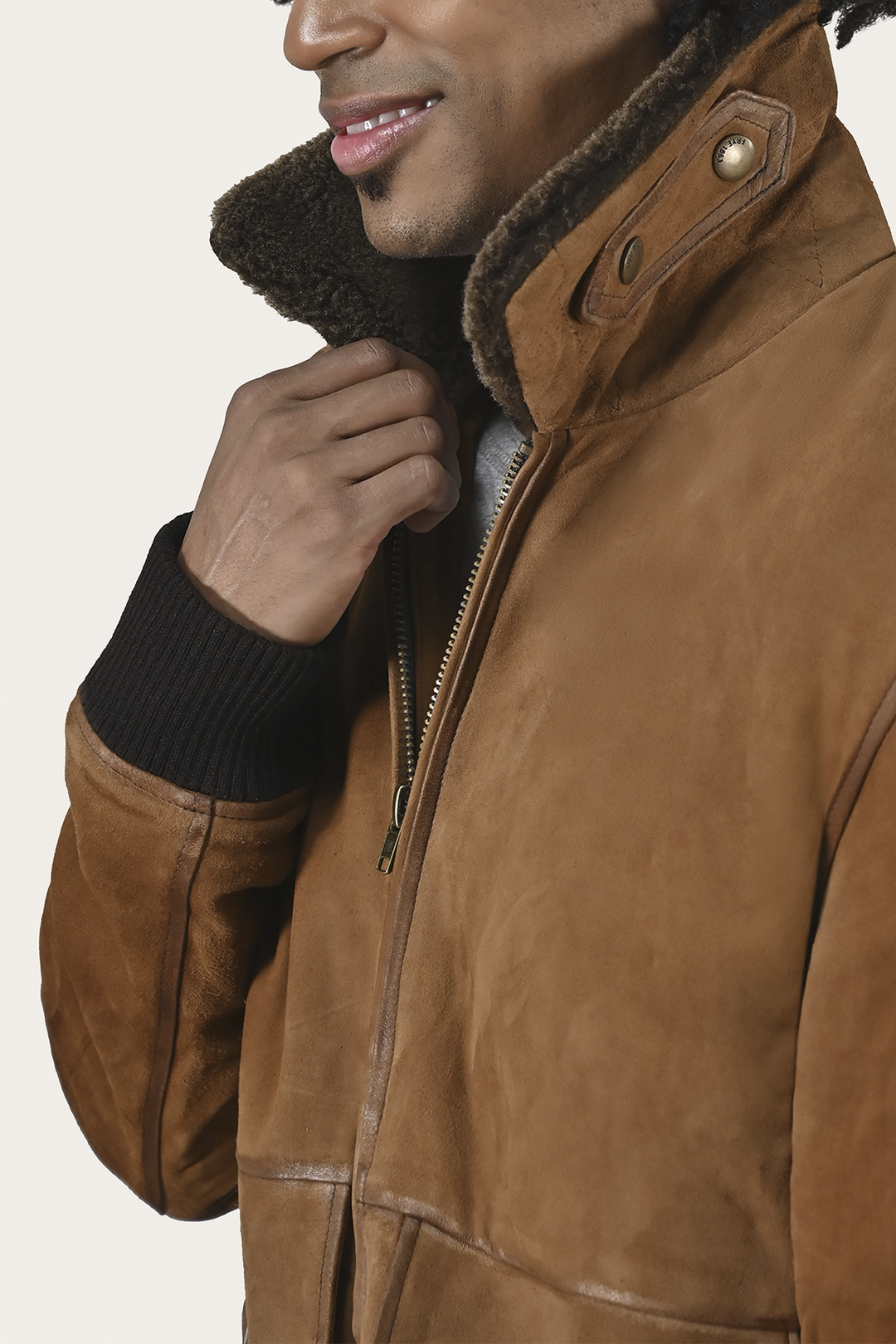Men’s Middle Brown Jethro Shearling Flight Suede Jacket | Frye Latest
