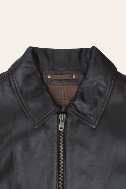 Men’s Dark Brown Dusty Trucker Leather Jacket | Frye Exclusive