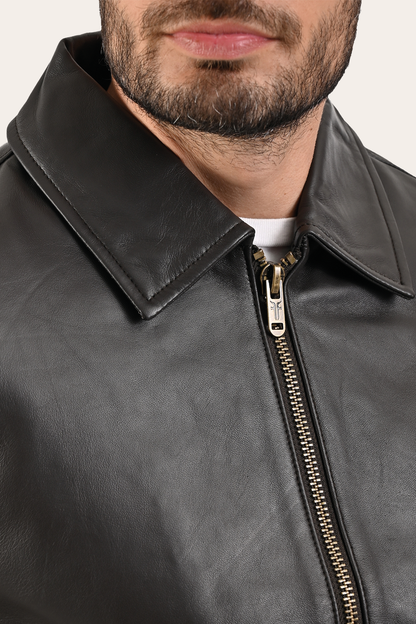 Men’s Dark Brown Dusty Trucker Leather Jacket | Frye Exclusive