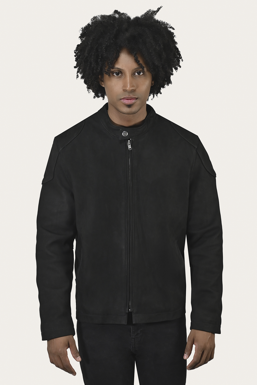 Men’s Black Gannon Lamb Leather Racer Jacket | Frye Classic