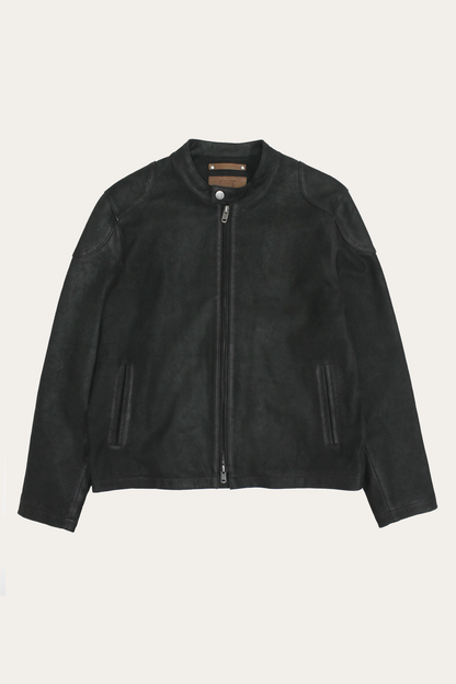 Men’s Black Gannon Lamb Leather Racer Jacket | Frye Classic