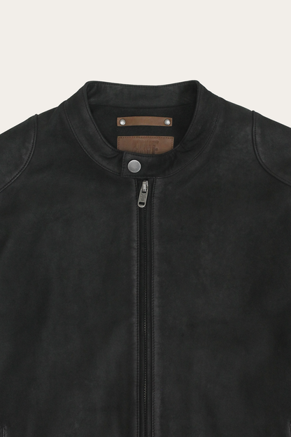 Men’s Black Gannon Lamb Leather Racer Jacket | Frye Classic