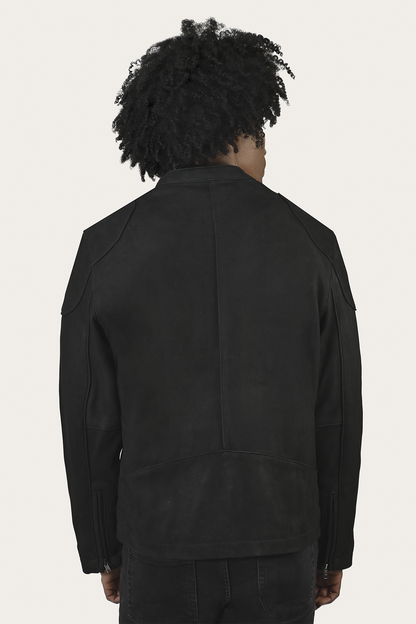 Men’s Black Gannon Lamb Leather Racer Jacket | Frye Classic