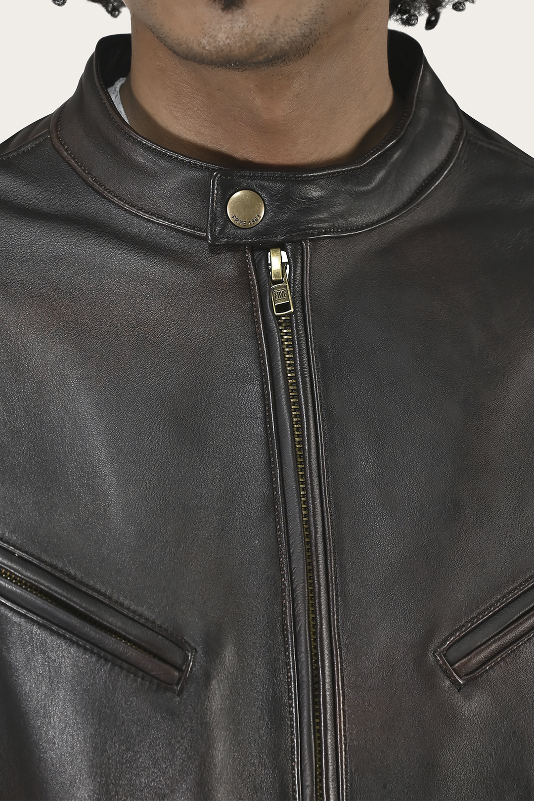 Men’s Cognac Black Huck Cowhide Racer Leather Jacket | Frye Great Value