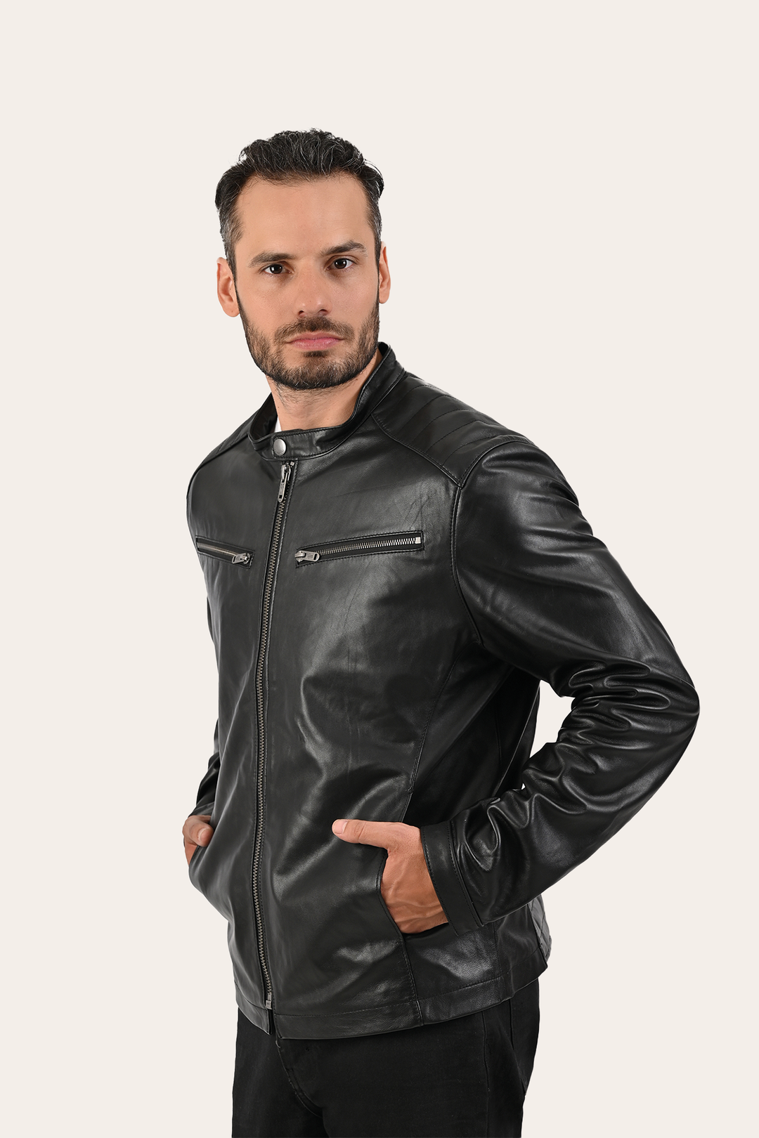 Men’s Black Pioneer Racer Leather Jacket | Frye Latest