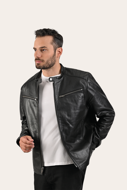 Men’s Black Pioneer Racer Leather Jacket | Frye Latest