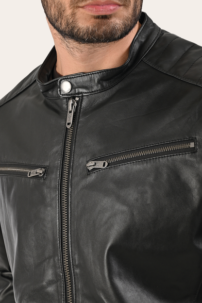 Men’s Black Pioneer Racer Leather Jacket | Frye Latest