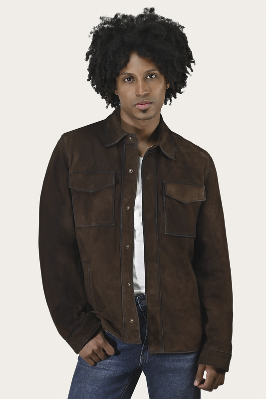 Men’s Dark Brown Brock Classic Suede Shacket | Frye Trending