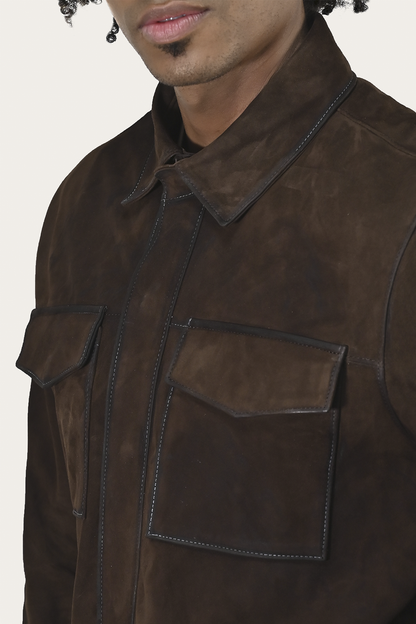 Men’s Dark Brown Brock Classic Suede Shacket | Frye Trending