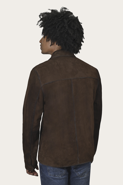 Men’s Dark Brown Brock Classic Suede Shacket | Frye Trending