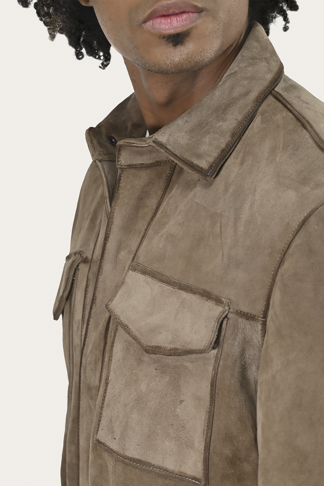 Men’s Taupe Brock Suede Utility Shacket | Frye Essential