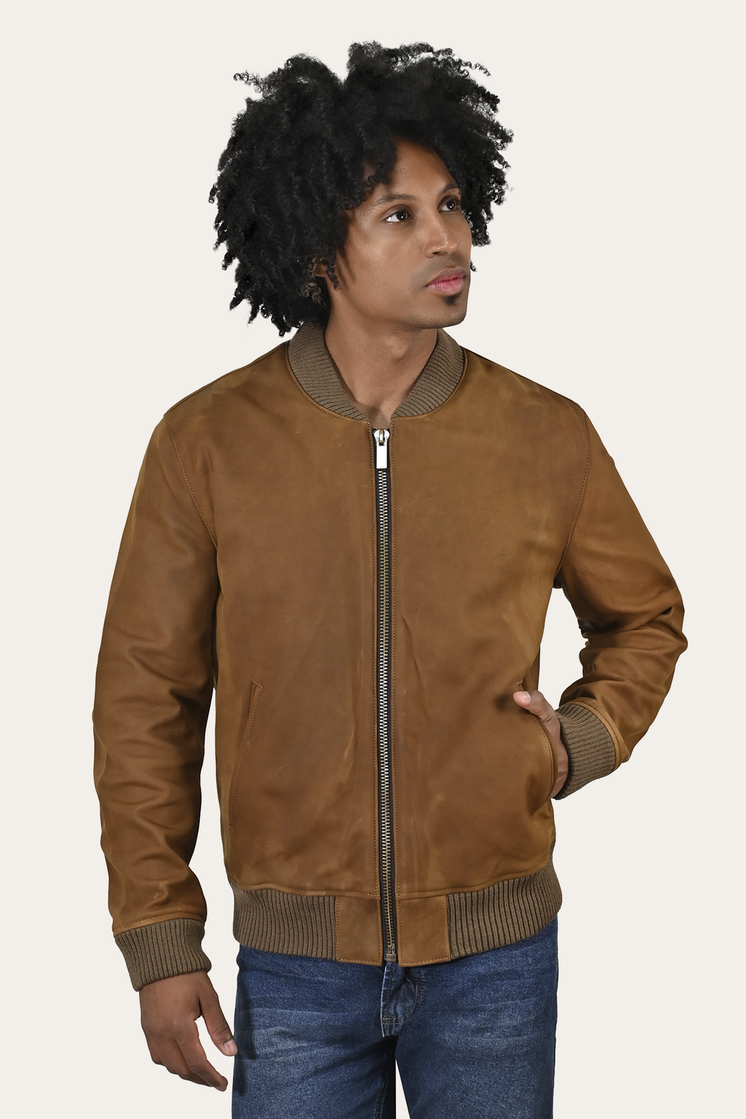 Men’s Burnt Copper Clay Leather Bomber Jacket | Frye Exclusive