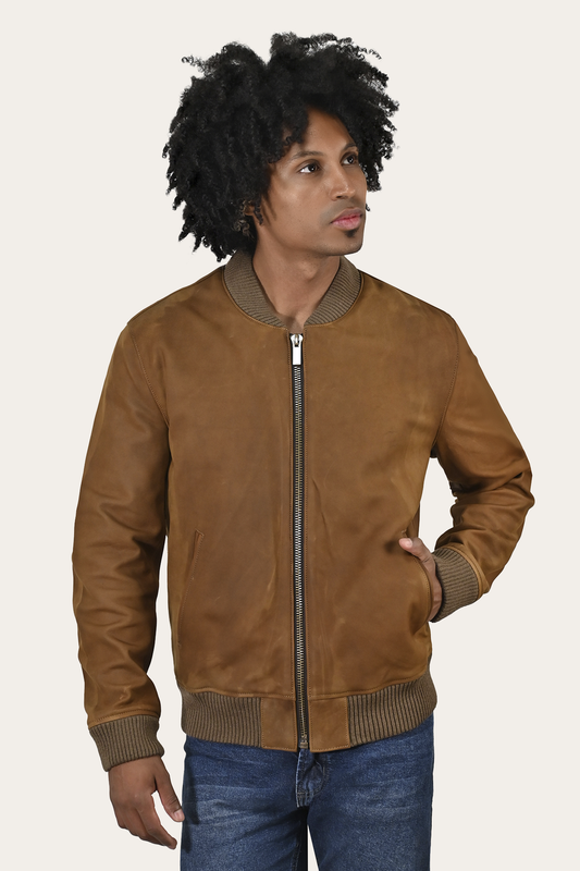 Men’s Burnt Copper Clay Leather Bomber Jacket | Frye Exclusive
