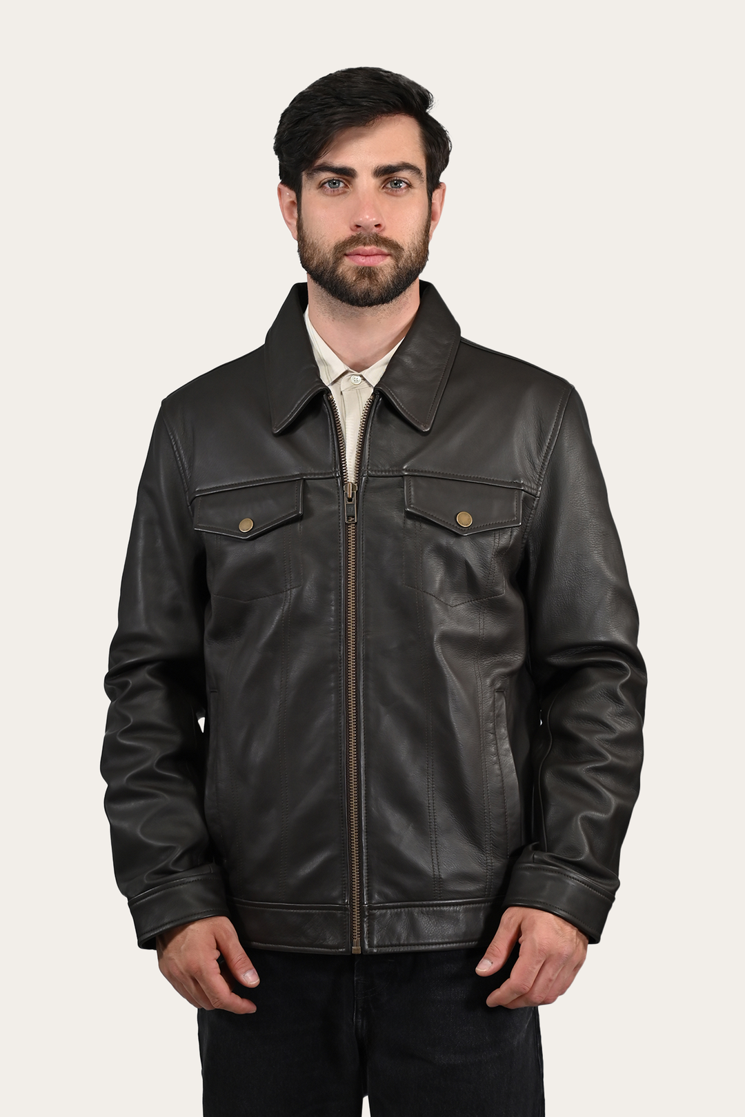 Men’s Dark Brown Durango Trucker Leather Jacket | Frye Popular