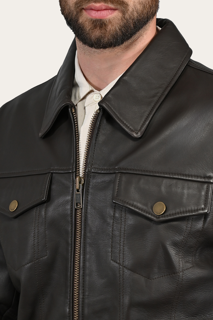 Men’s Dark Brown Durango Trucker Leather Jacket | Frye Popular