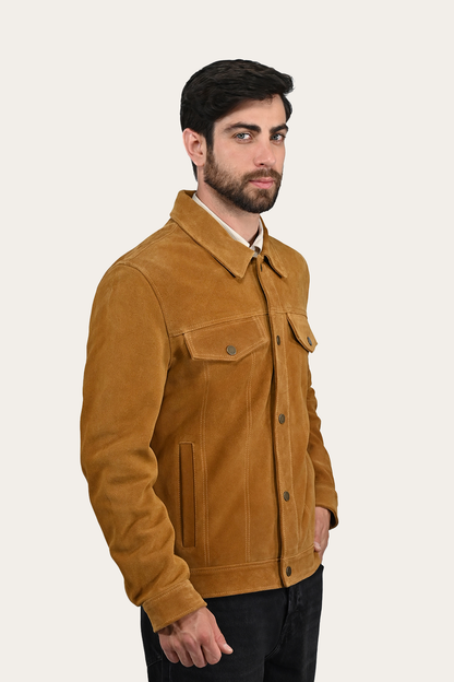 Men’s Tan Trailblazer Trucker Suede Jacket | Frye Hot Sale