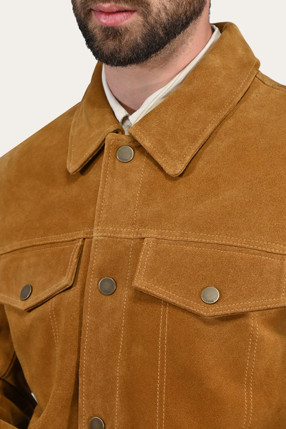 Men’s Tan Trailblazer Trucker Suede Jacket | Frye Hot Sale