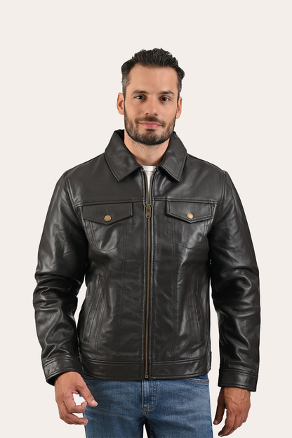Men’s Dark Brown Kentucky Trucker Leather Jacket | Frye Exclusive