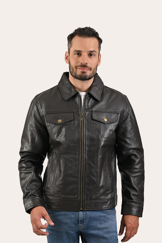Men’s Dark Brown Kentucky Trucker Leather Jacket | Frye Exclusive