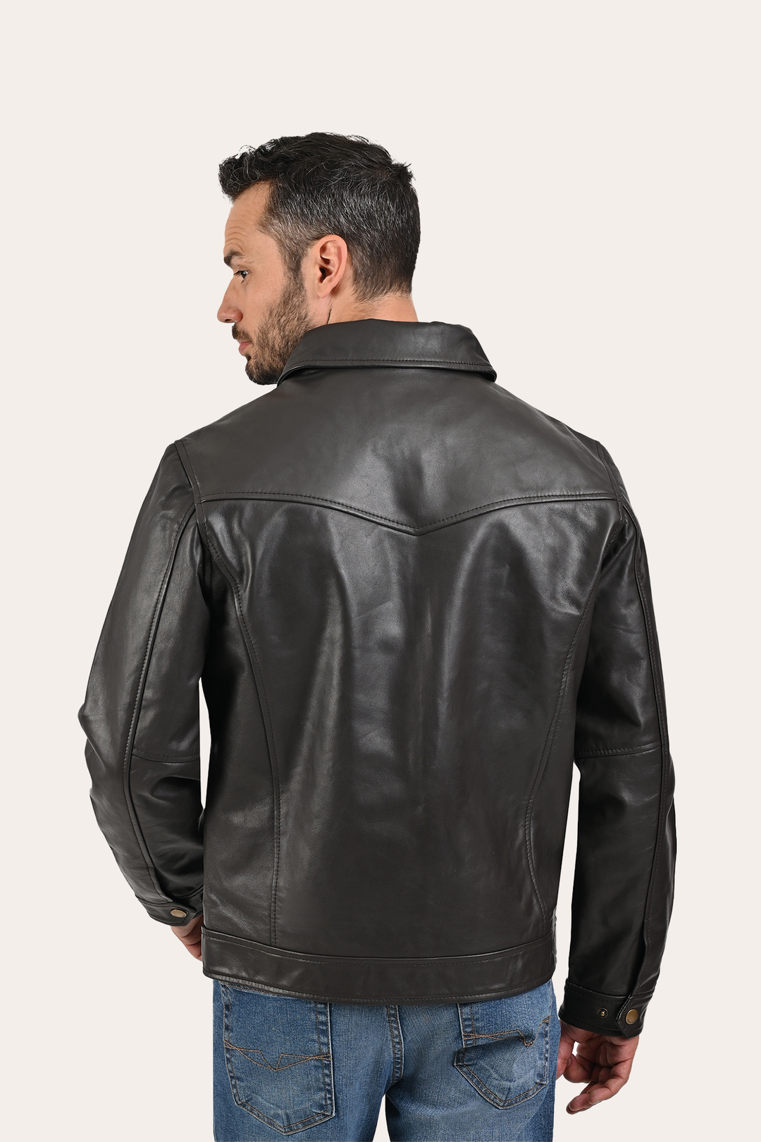 Men’s Dark Brown Kentucky Trucker Leather Jacket | Frye Exclusive