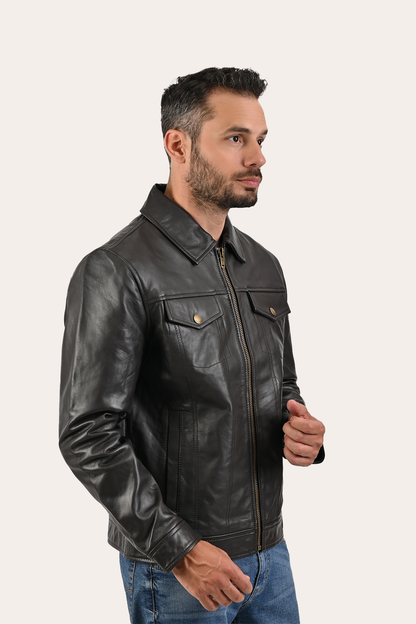 Men’s Dark Brown Kentucky Trucker Leather Jacket | Frye Exclusive