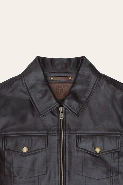 Men’s Dark Brown Kentucky Trucker Leather Jacket | Frye Exclusive
