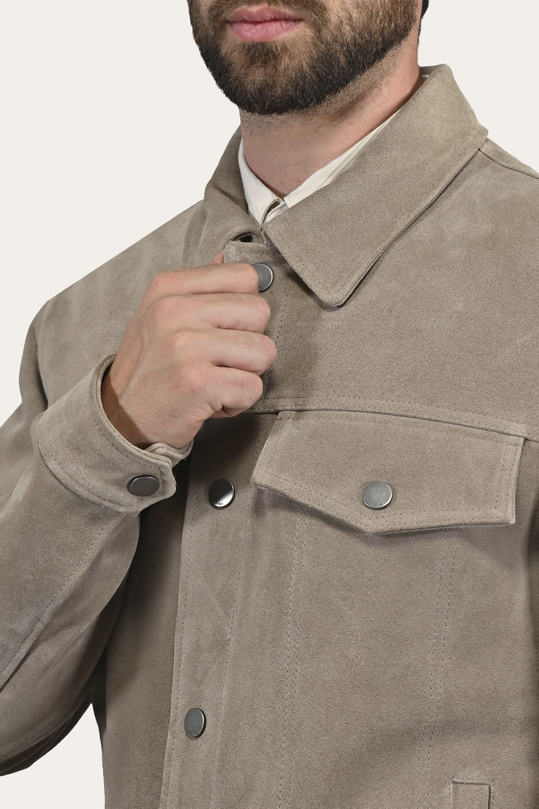 Men’s Taupe Trailblazer Suede Trucker Jacket | Frye Best Seller