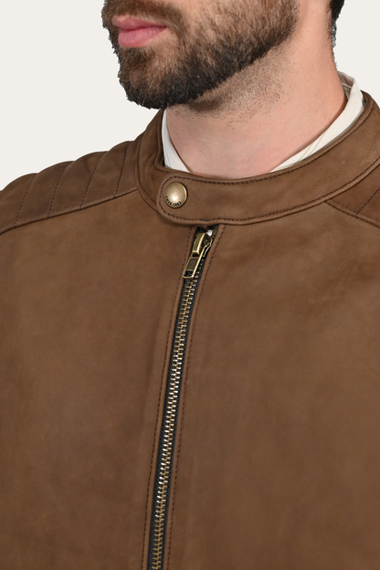 Men’s Tobacco Desert Racer Leather Jacket | Frye Best Seller
