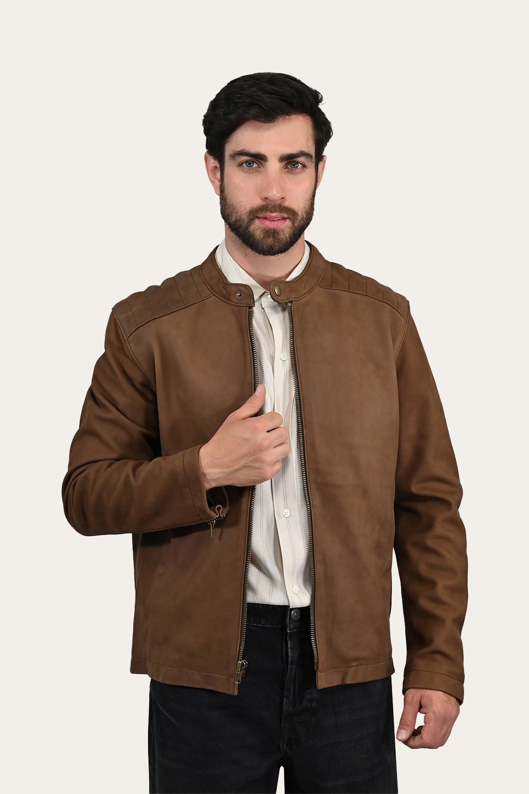 Men’s Tobacco Desert Racer Leather Jacket | Frye Best Seller
