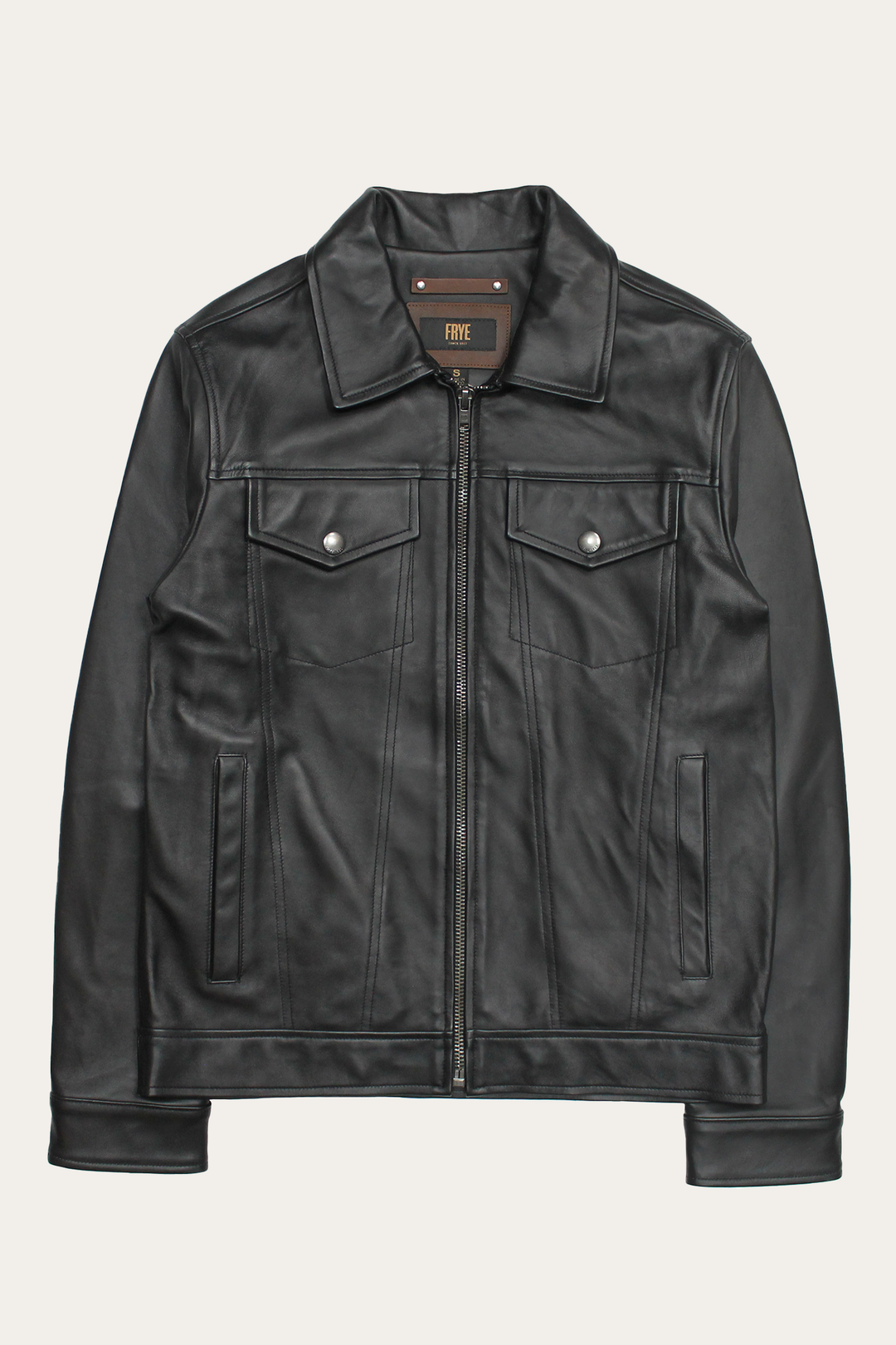 Men’s Black Durango Trucker Leather Jacket | Frye Exclusive