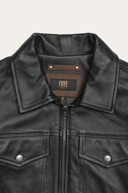 Men’s Black Durango Trucker Leather Jacket | Frye Exclusive