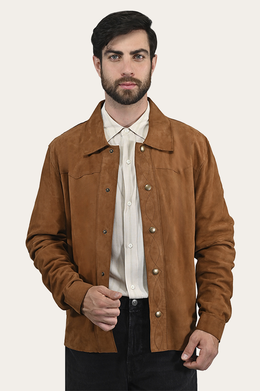 Men’s Middle Brown Judd Minimalist Suede Shacket | Frye New