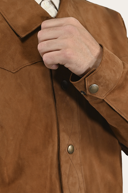Men’s Middle Brown Judd Minimalist Suede Shacket | Frye New