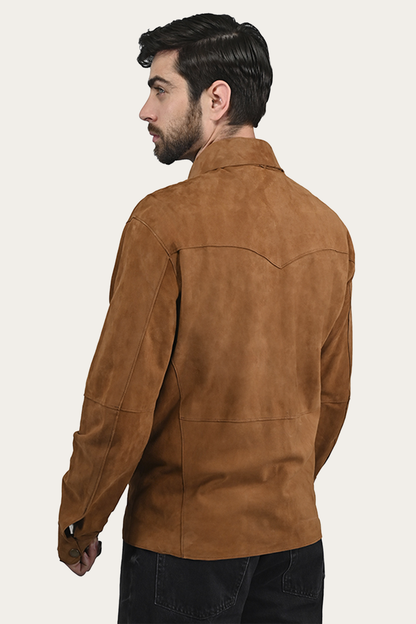 Men’s Middle Brown Judd Minimalist Suede Shacket | Frye New