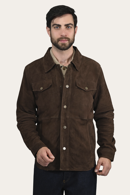 Men’s Dark Brown Authentic Suede Shacket | Frye Hot Sale