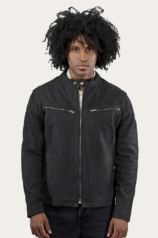 Men’s Black Cattleman Vintage Cafe Racer Leather Jacket | Frye Smart Buy